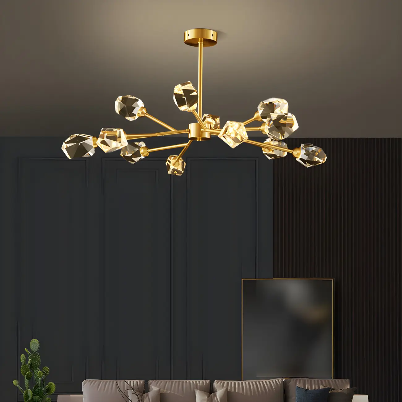 Modern Gold Sputnik Chandelier Crystal Shade