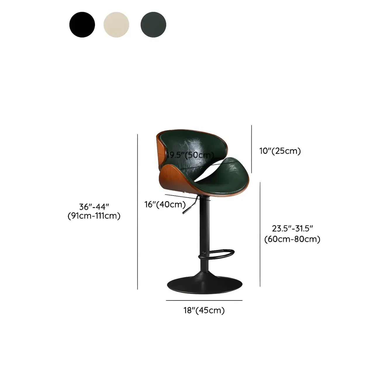 Modern Adjustable Leather Swivel Bar Stools with Backs