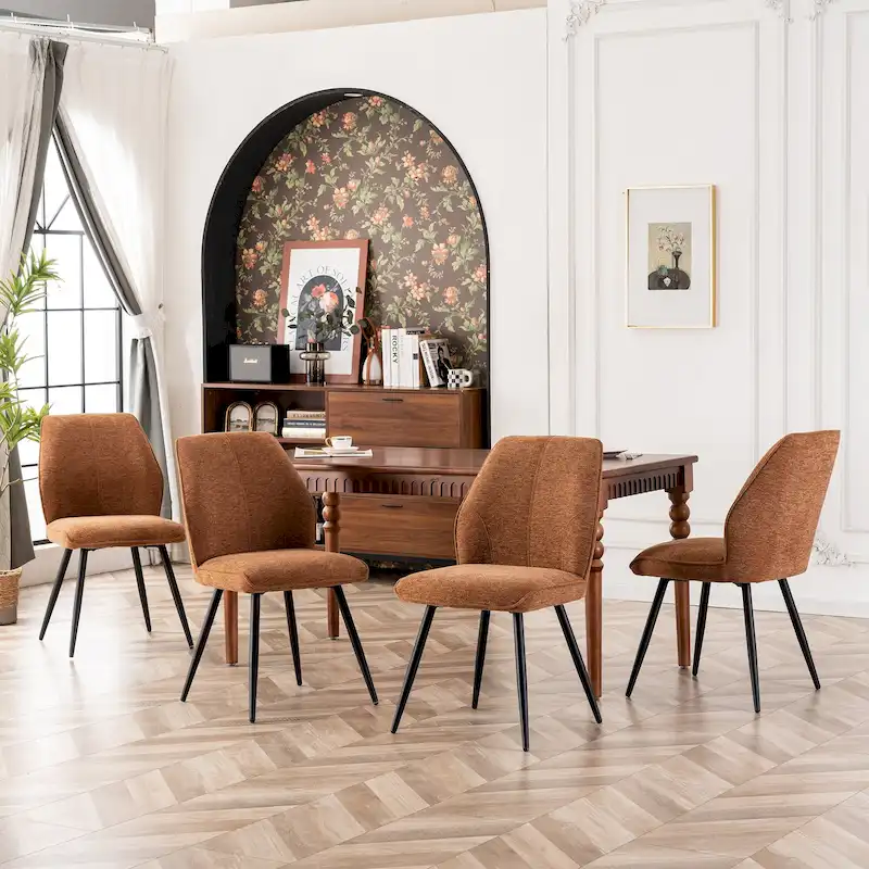 Mid Century Modern Armless Fabric Dining Room Chairs Set of 2