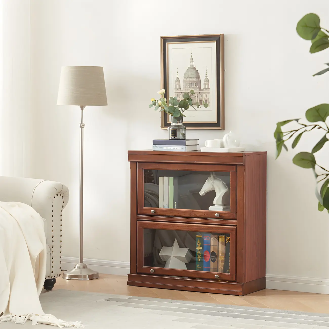 Modern Wooden Vertical Bookcase with Storage