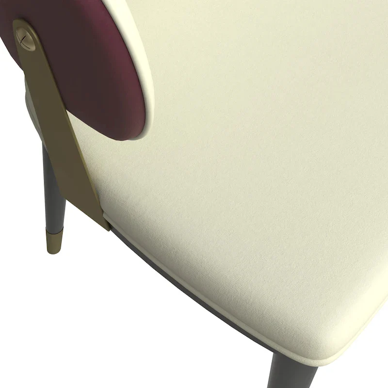 Leather Dining Chair in Iron with Gold Accents Design Modern Ergonomic Side Chair