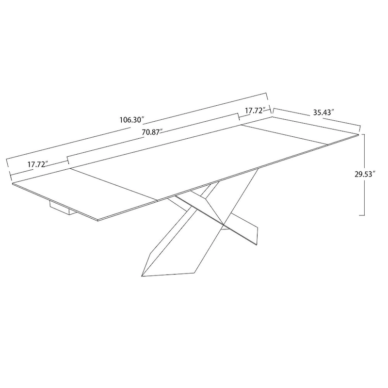 Davee Grey Ceramic Top Extendable Dining Table - 70.87/106.31*35.43*29.53inches