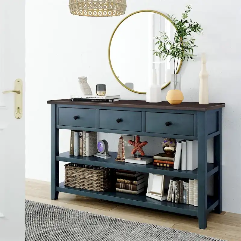 Retro Console Table with 3 Drawers - Multiple Colors