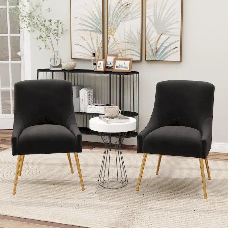 Modern Glam Velvet Upholstered Armless Dining Side Chair