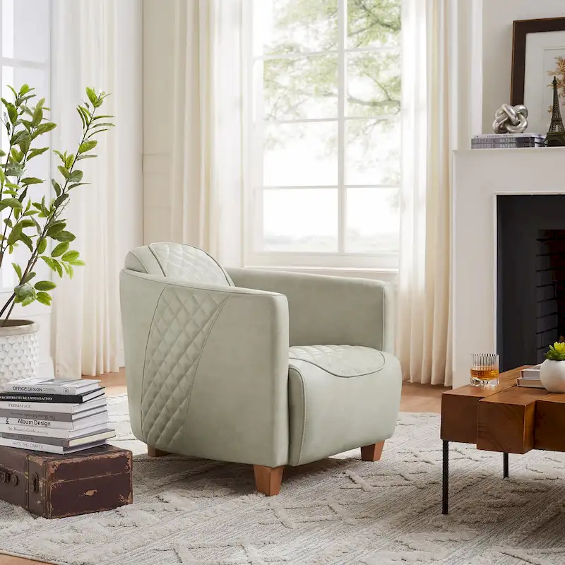 Art Leon IndustrIal Retro Top Grain Leather & Aluminum Accent Chair