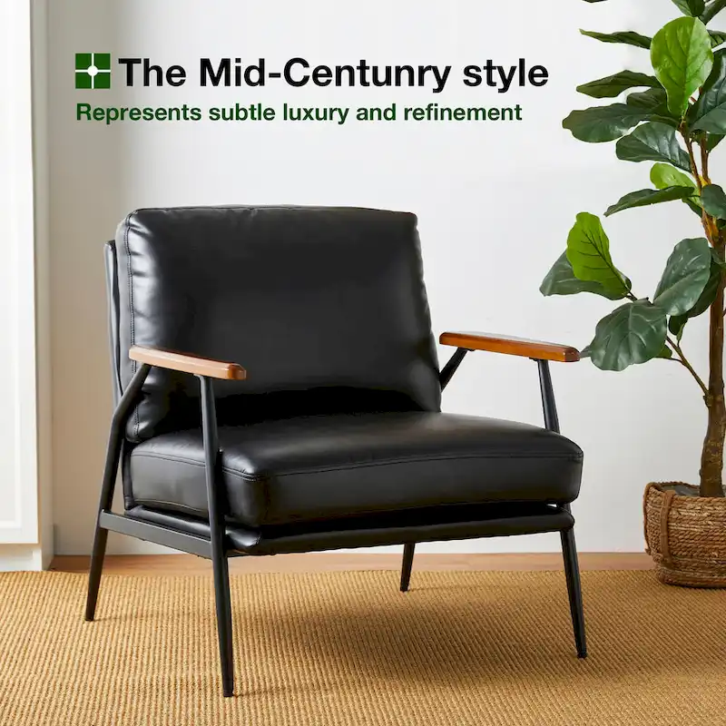 28W Mid-century Modern Soft PU Leather Accent Armchair - 28 W x 31 D x 30.75 H