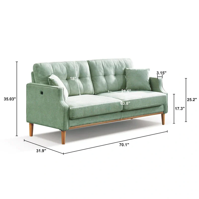 Tufted Loveseat with USB Outlet - 3 Seater