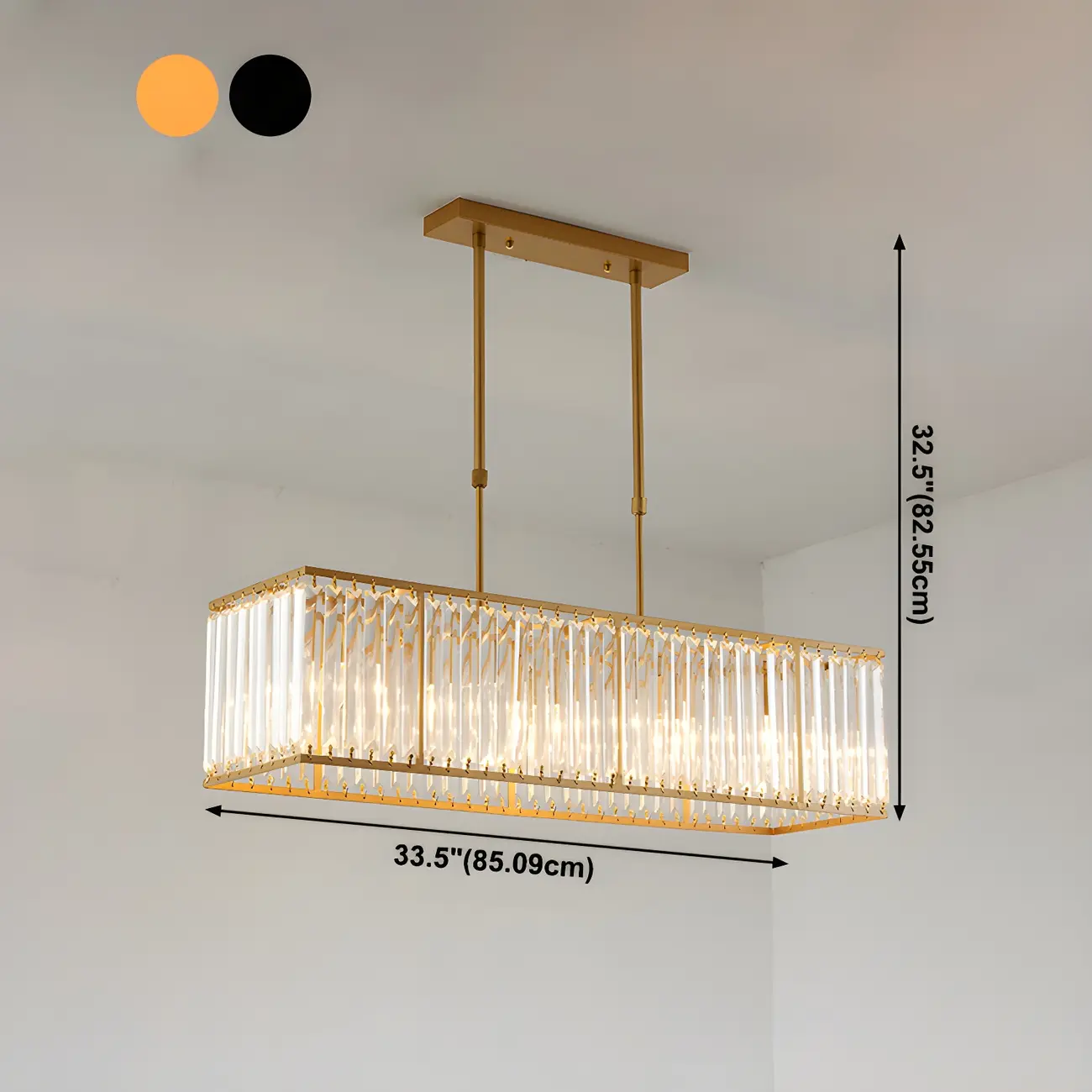 Luxury Crystal Gold Rectangle Island Pendant Light