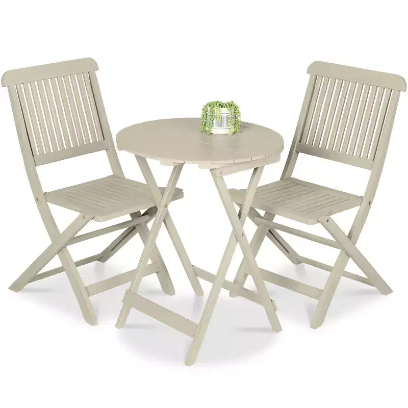 Best Choice Products 3-Piece Acacia Wood Bistro Set, Folding Patio Furniture w/ 2 Chairs, Table