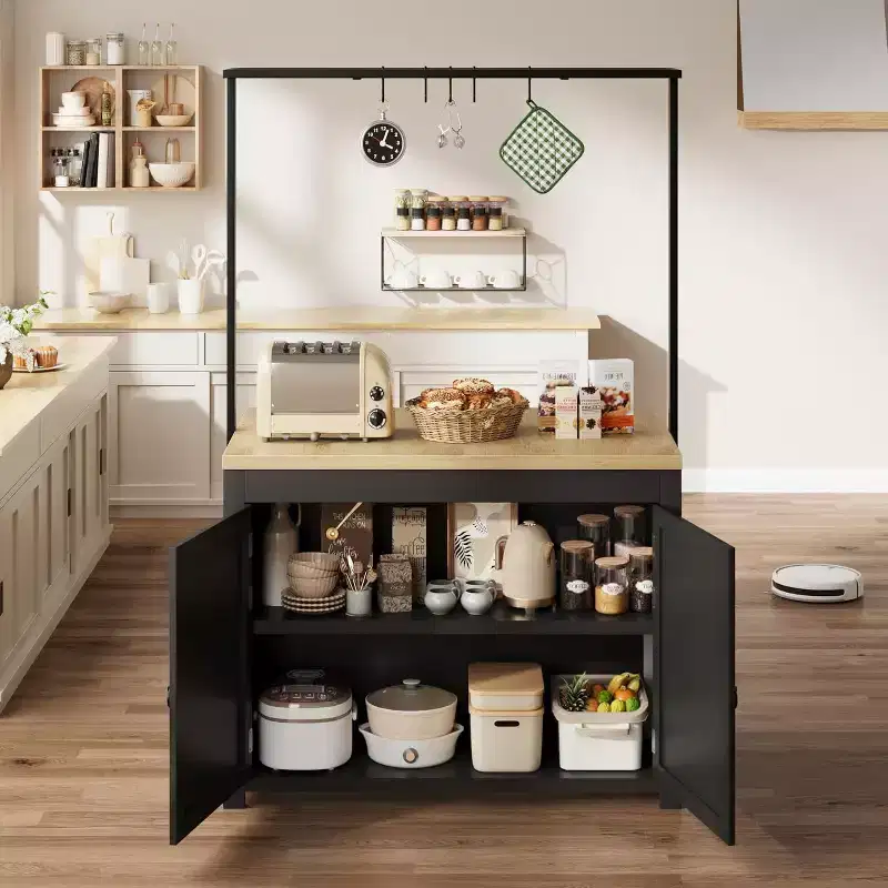 GustoWave 41 Kitchen Island with Storage, 1.2 Countertop with Double Shelves