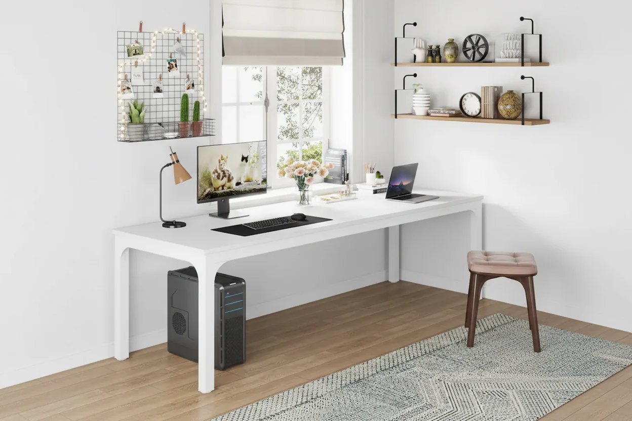 78.74 Inches Executive Desk Double Workstation with Metal Legs for Home Office,Two Person Computer Desk for 2 (Only Table)