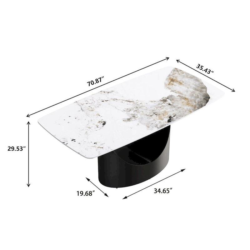 71 Modern Artificial Marble Dining Table with Carbon Steel Base