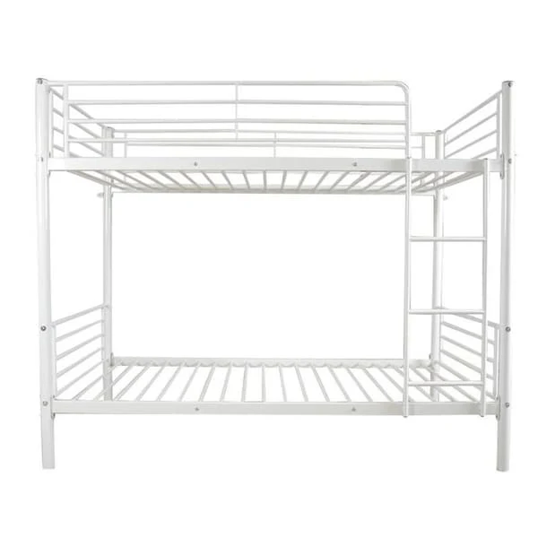 White/Grey/Black Metal Twin Over Twin Bunk Bed for 2 Kids
