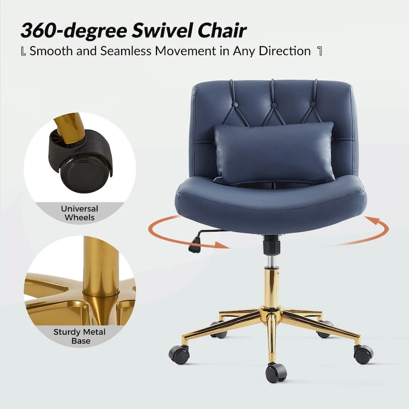 Charlie Modern Button-Tufted Swivel Tilting Office Chair with Pillow by HULALA HOME