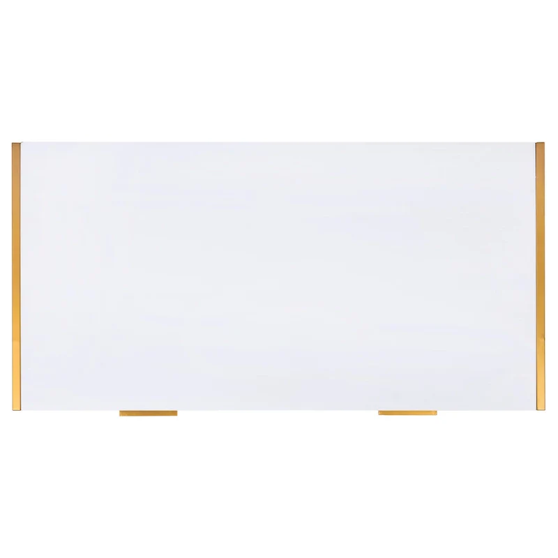 White & Gold 1-Drawer Console Desk with Metal Frame – 1-Person