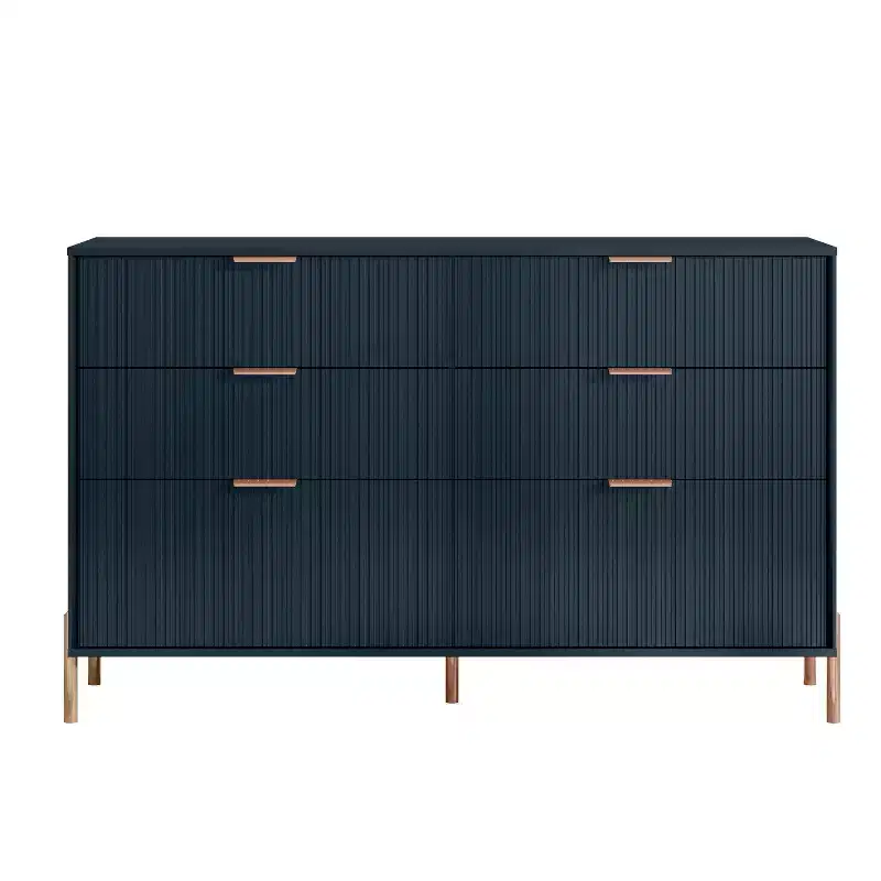 Festivo 4pc Modern Elegance Bedroom Chest and 6 Drawer Dresser and 3 Drawer Nightstands Set