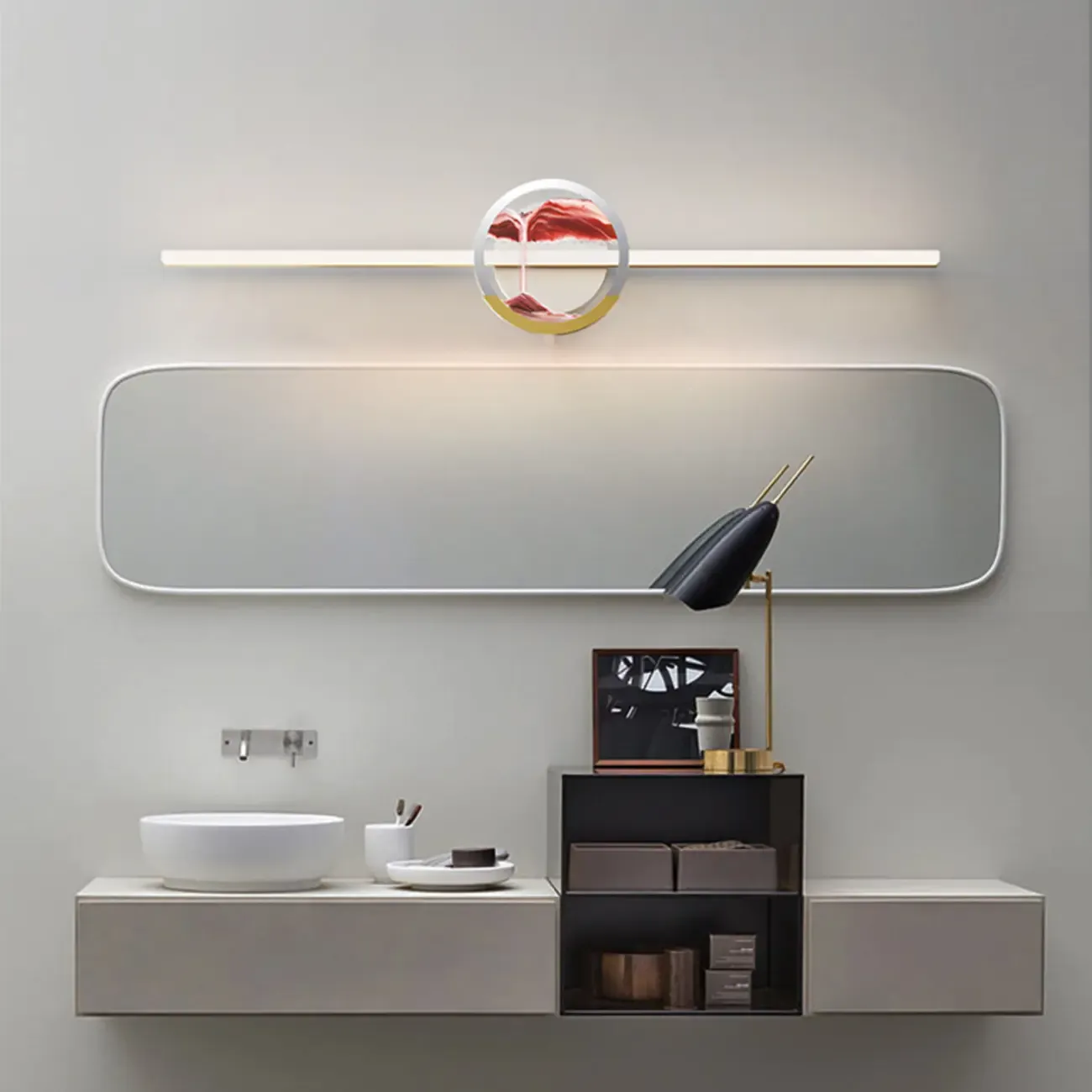 Dimmable Glass Bathroom Vanity Light with Integrated LED