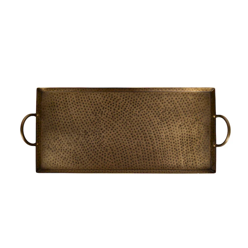 Kate and Laurel Sanzo Hammered Rectangle Metal Tray