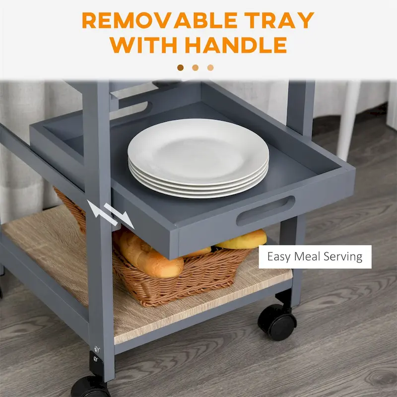 Mobile Rolling Kitchen Island Trolley Serving Cart