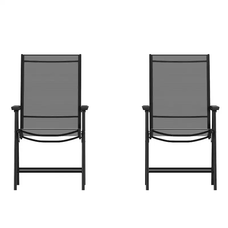 Emma and Oliver Outdoor Folding Patio Sling Chair / Portable Chair (2 Pack)