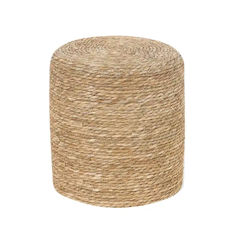 Adeco Set of 2 Foot Stool Natural Cattail Hand Weave Poufs Ottoman