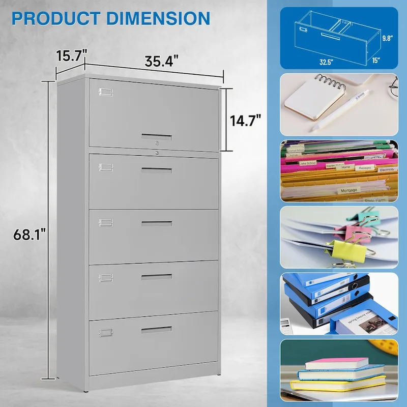 4-Drawer Lateral File Cabinet with Lock