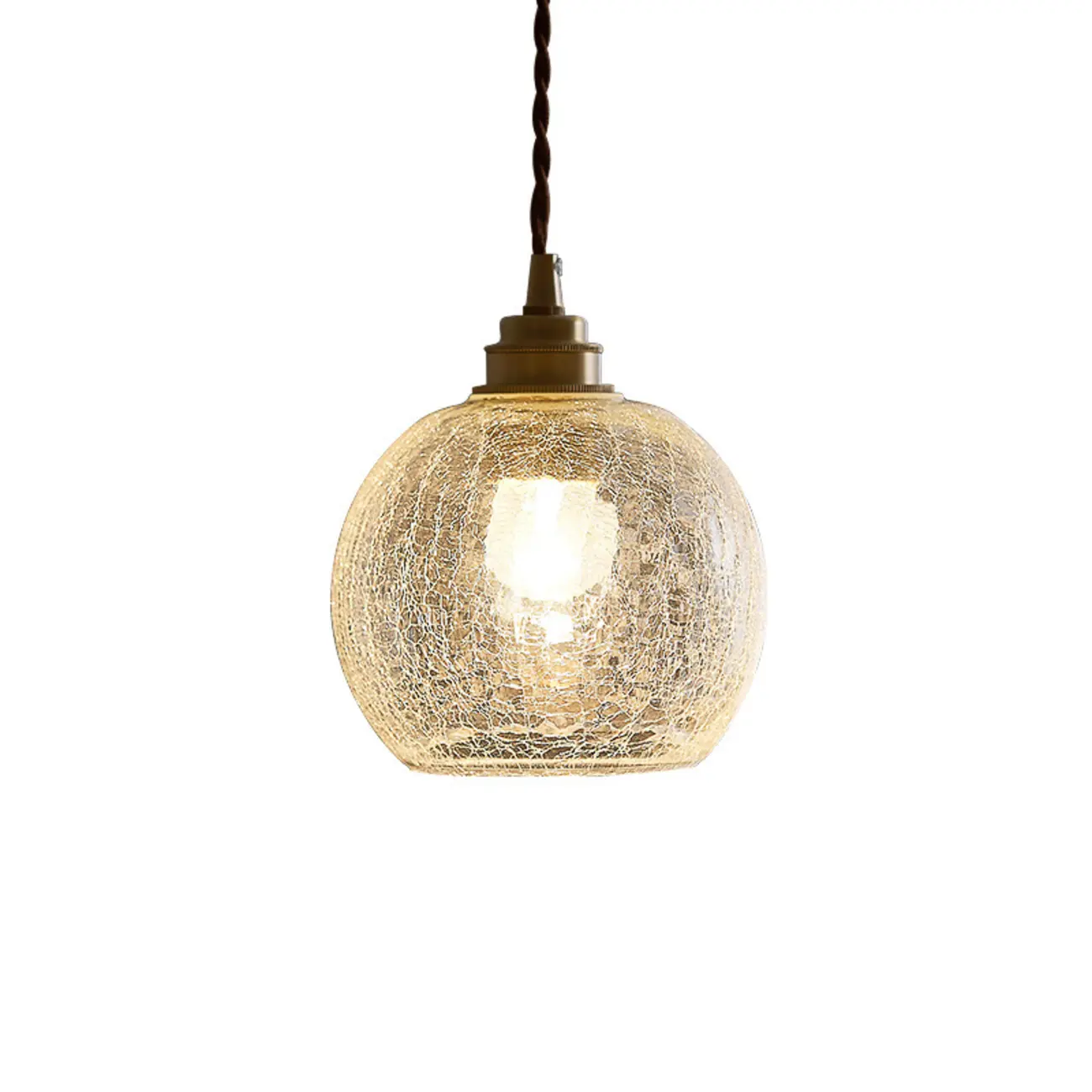 Modern Adjustable Gold Crakle Glass Globe Pendant Light