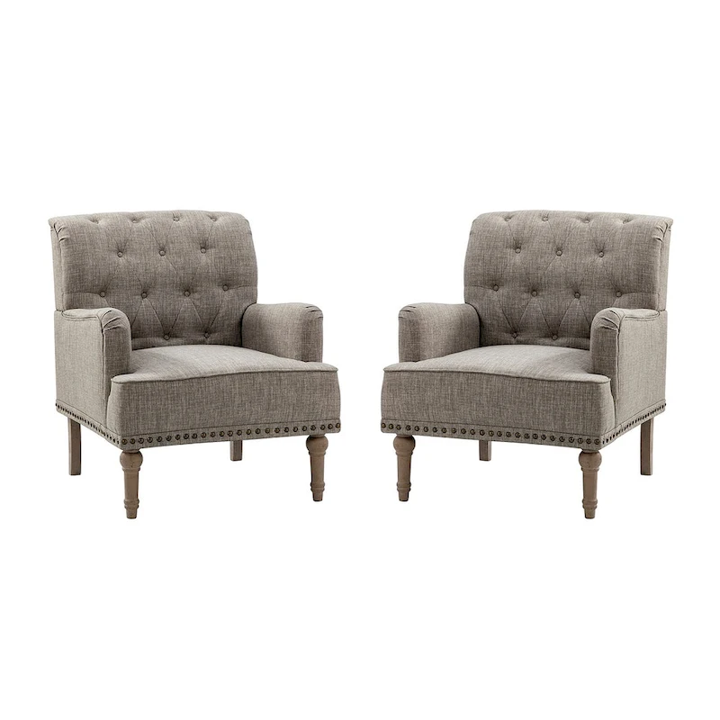 Geltrude Traditional Upholstered Accent Chair with Button Tufted Back Set of 2 by HULALA HOME