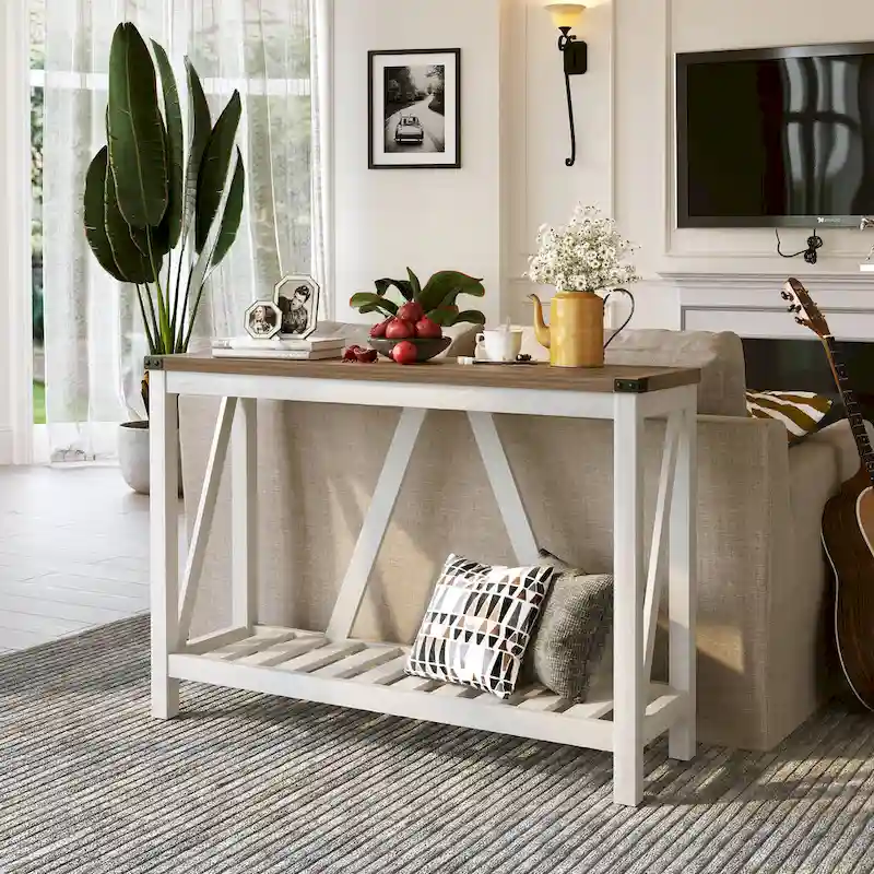 Pellebant A-frame Entry Console Table Long Sofa Table with Shelf - 45.27 in L x 13.98 in W x 31.88 in H