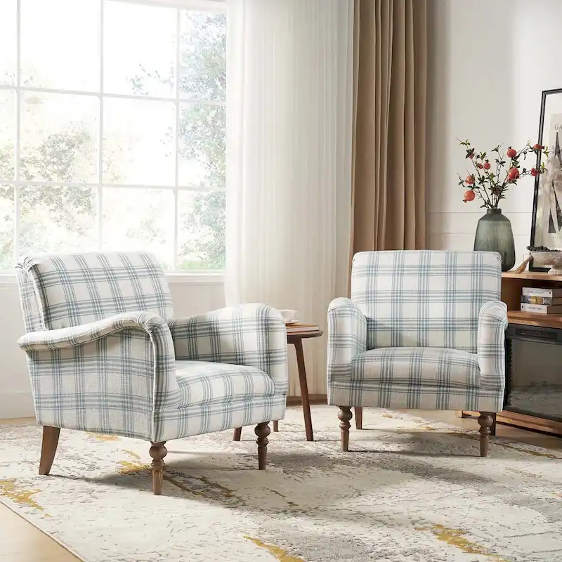 Mandan 29.5 Wide Traditional Accent Armchair with Solid Wood Legs Set of 2 by HULALA HOME