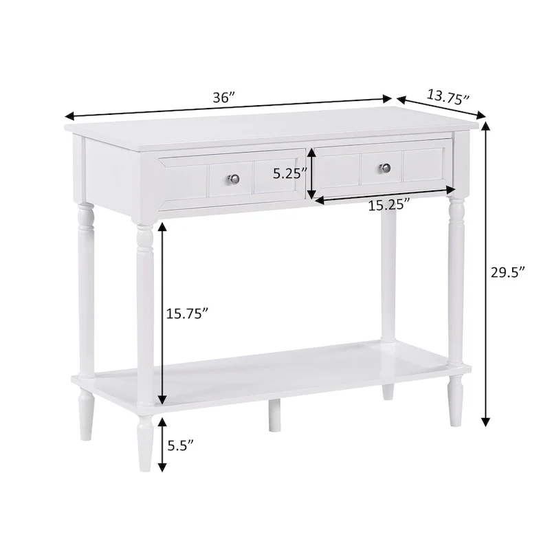 Convenience Concepts French Country 2 Drawer Hall Table with Shelf