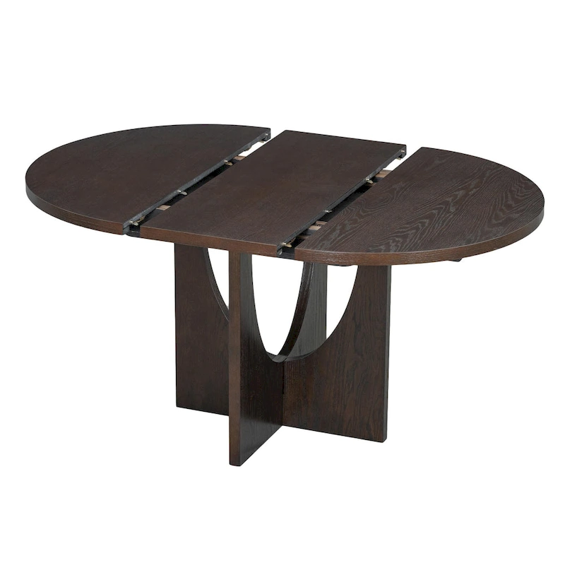 Modern 5-Piece Round Dining Set with 16.2 Removable Leaf