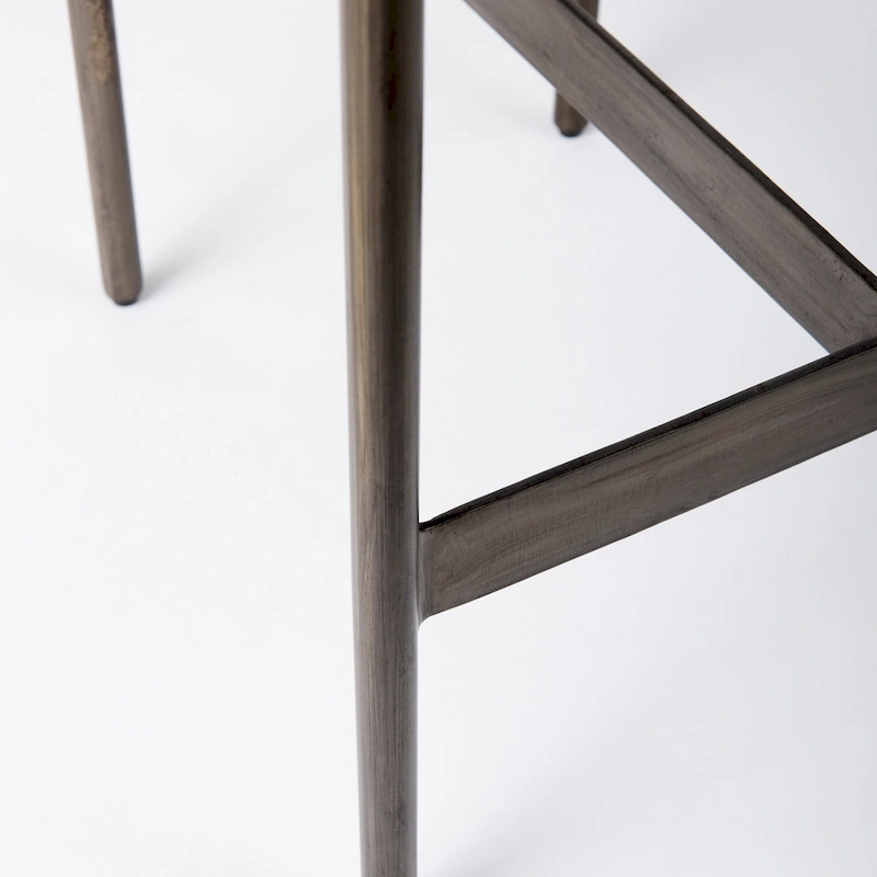 Millie Black Genuine Leather Seat with Nickel Metal Frame Counter Stool