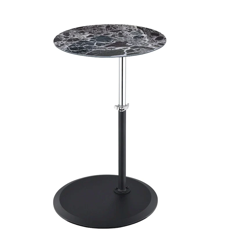 End Table with Height Adjustable Marble Textured Top