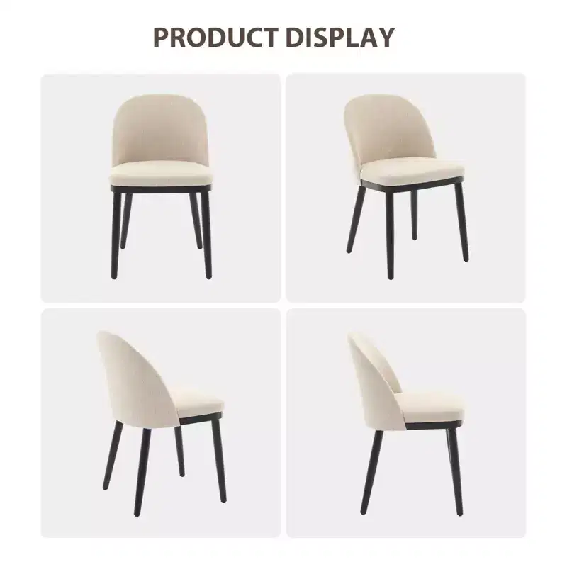 Set of 2 Upholstered Dining Chair, Modern Wood Kitchen Chairs with Back and Padded Cushion, Accent Side Chairs for Dining Room, Living Room