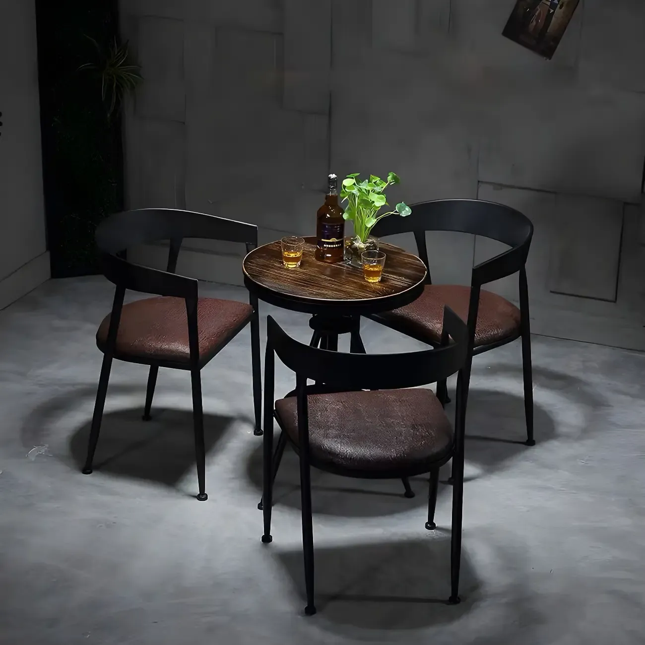 Industrial Adjustable Height Small Bar Table Wood Table Top