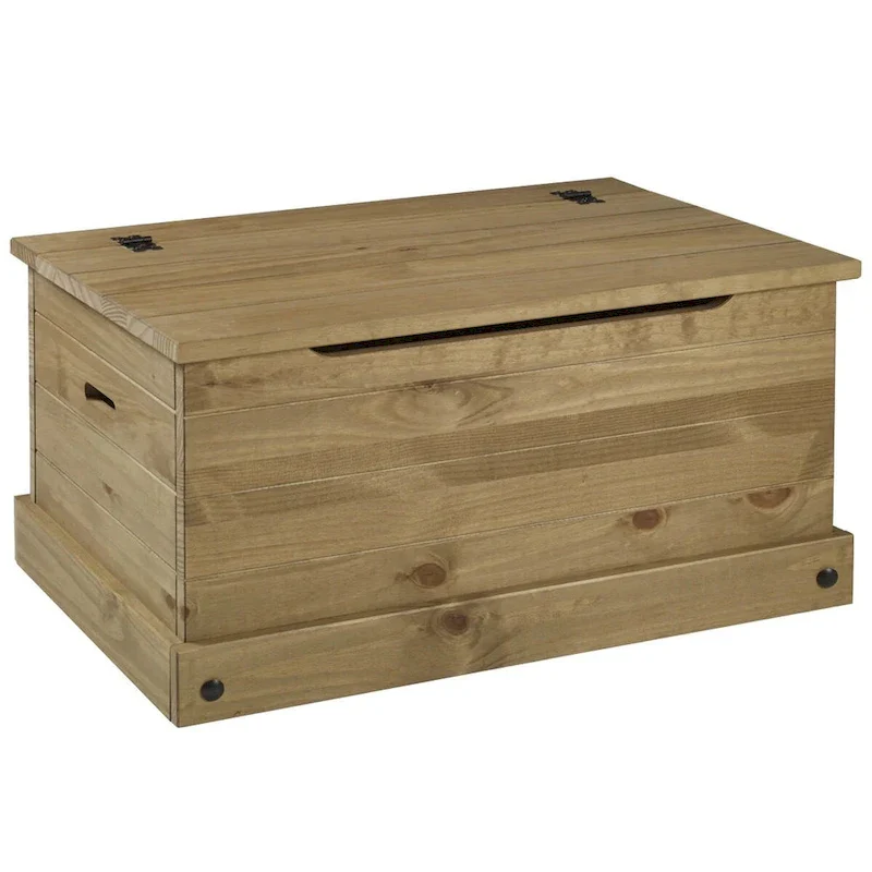 OS Home and Office Furniture Model COR440 Cottage Series Wood Storage Trunk in Corona Brown