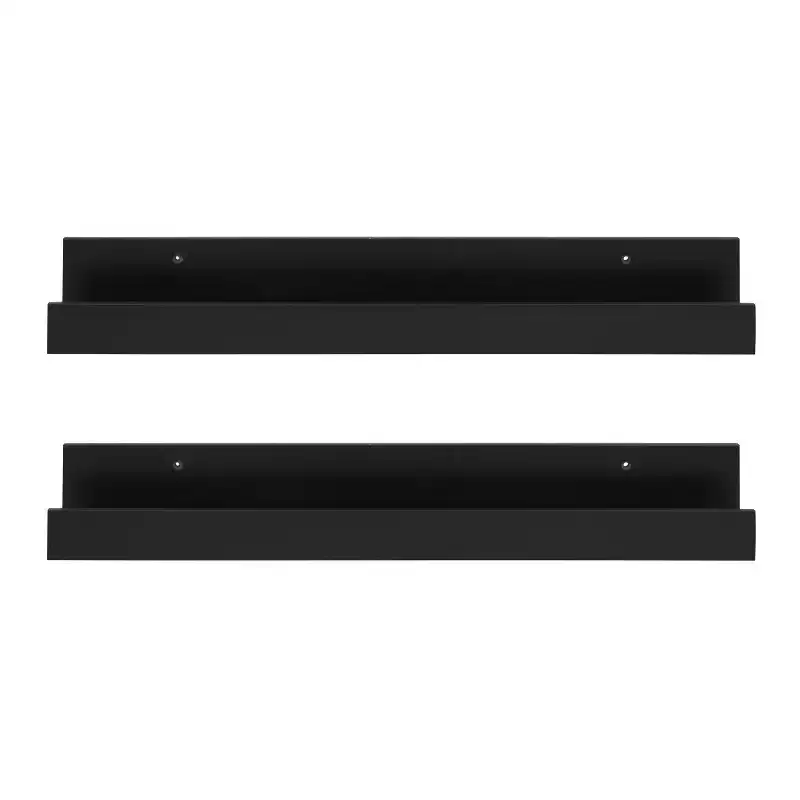 24 x 3.3 2pc Decorative Wall Shelf Set Black - Uniek