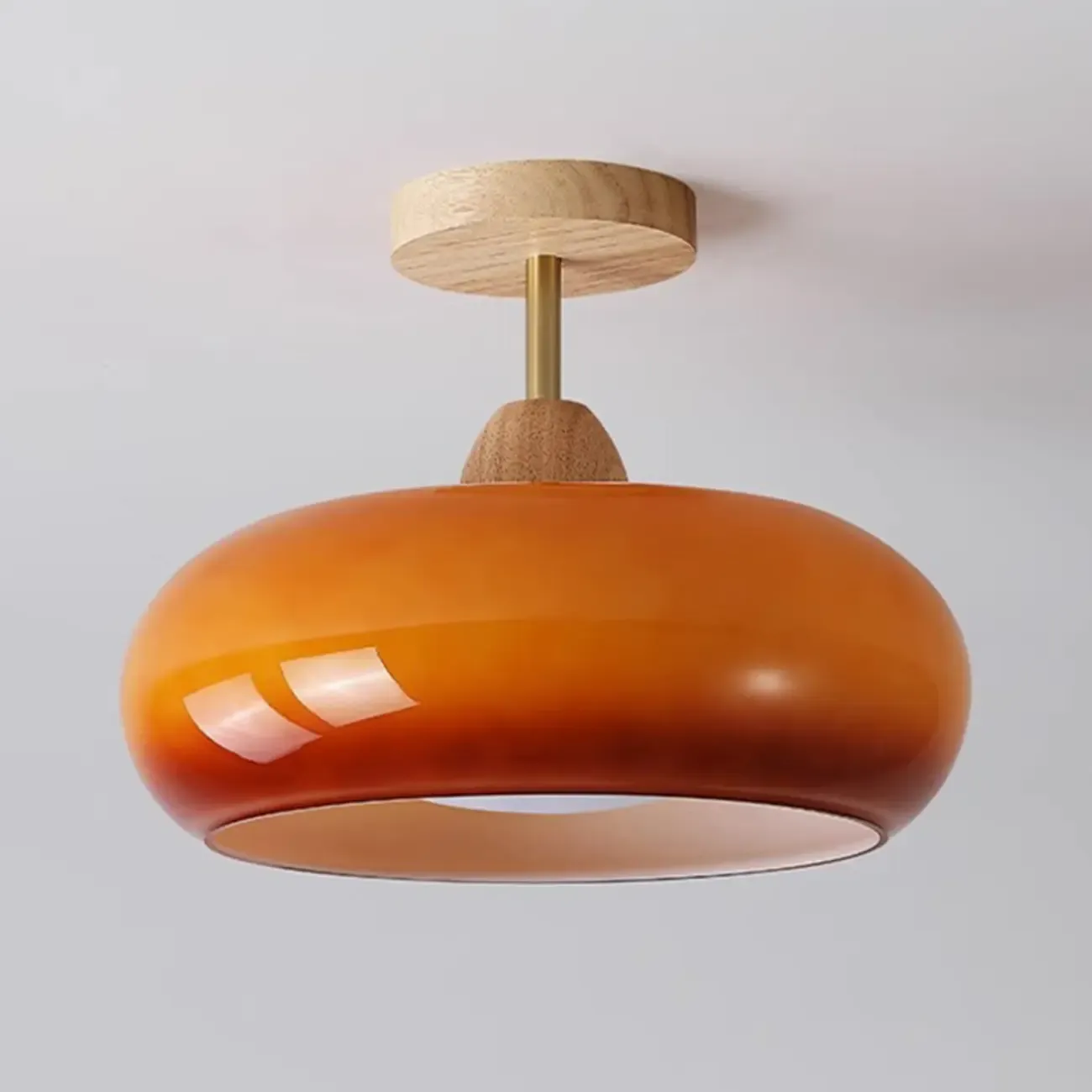 Modern Mini Semi Flush Mount Ceiling Light with Drum Shape
