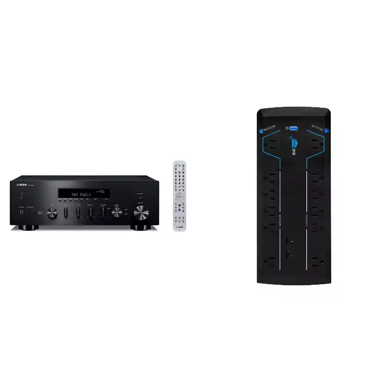 Yamaha R-N600abl Network Audio Receiver And Pb-12W 12 Outlet Smart Surge Protector