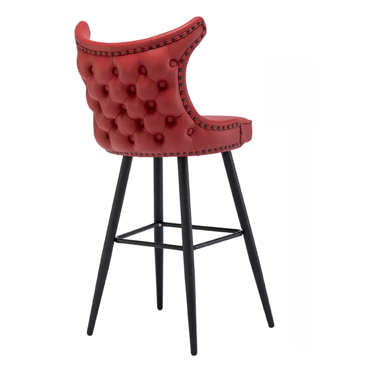 Tufted Four Legs Leather Wingback Counter Bar Stools