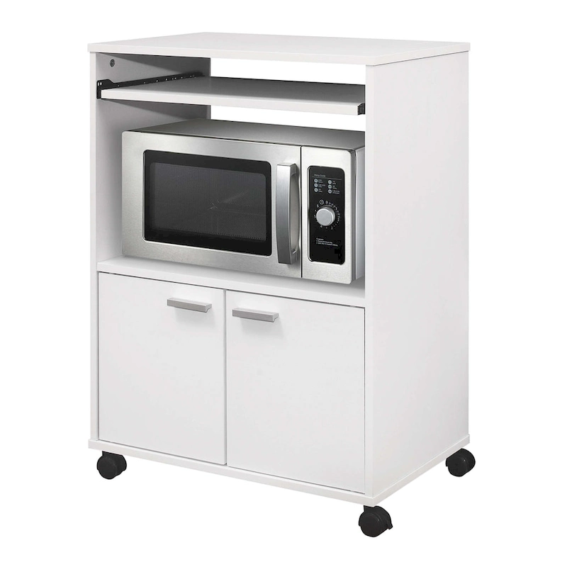 2-Door Kitchen Microwave Cart (White)