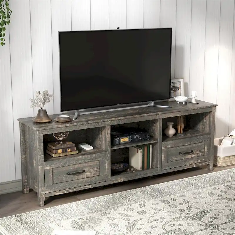 70 Inch Length TV Stand with 2 Drawers and 4 Storage Compartment