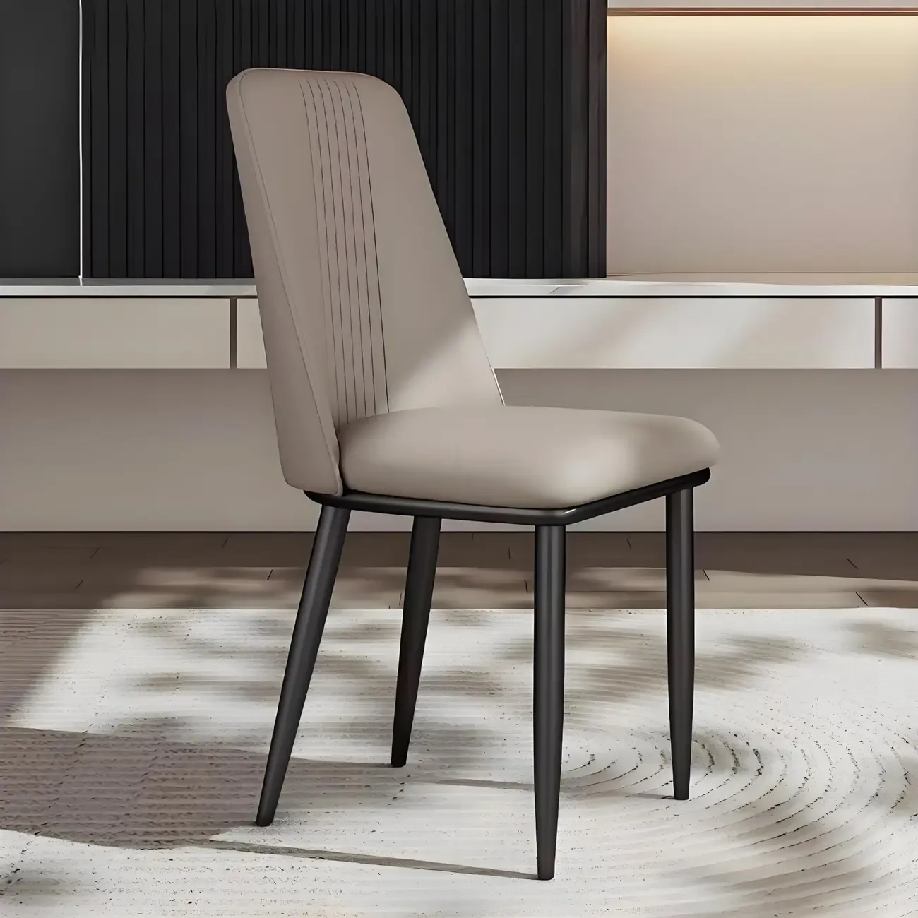 Modern Faux Leather Metal Frame Dining Chair Set of 2