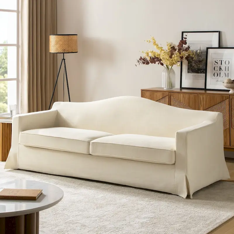 Antonio Transitional 83.5 Slipcovered Sofa with Curved Back by HULALA HOME