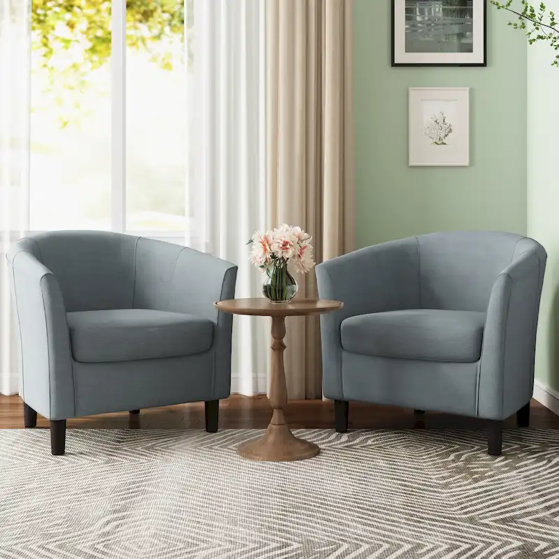 2 Set Modern Accent Chair Upholstered Barrel Chair