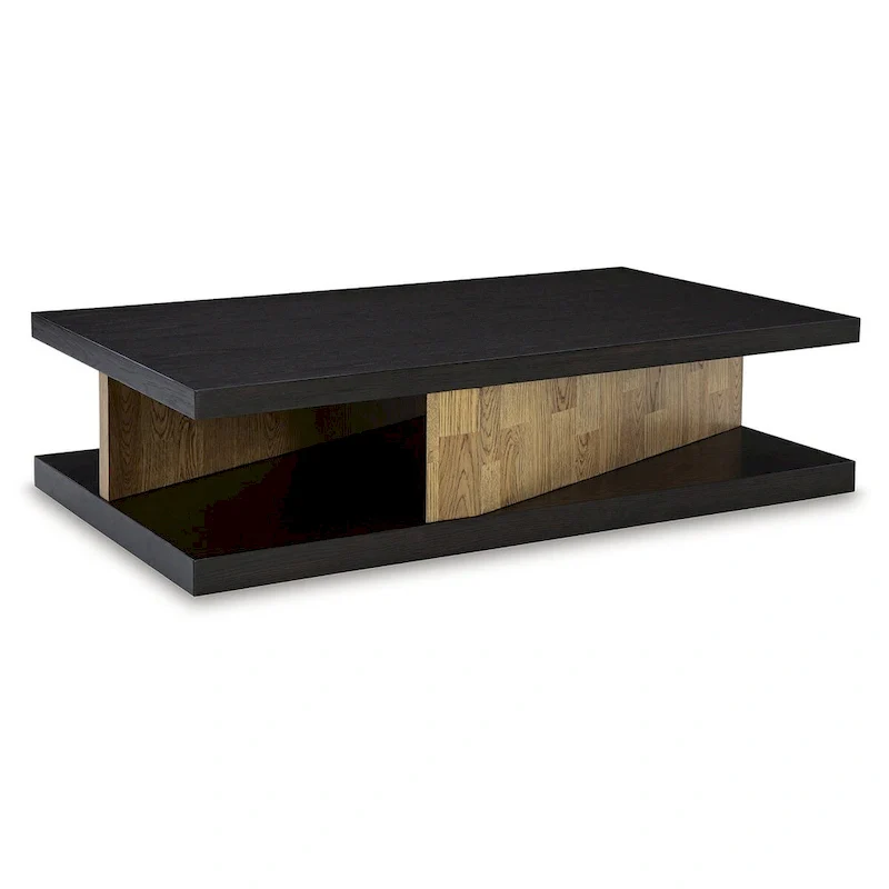 Brown coffee table - 60 inches wide x 35 inches deep x 16 inches high