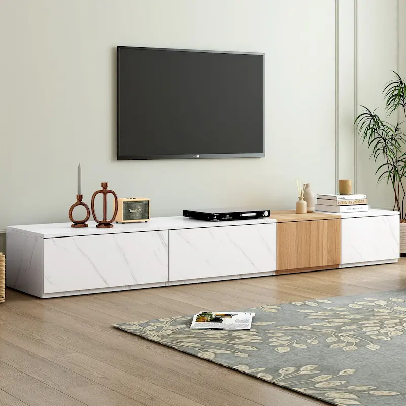 TV Stand for TVs up to 88, Modern Free-Combination Entertainment Center with 4 Storage Drawers