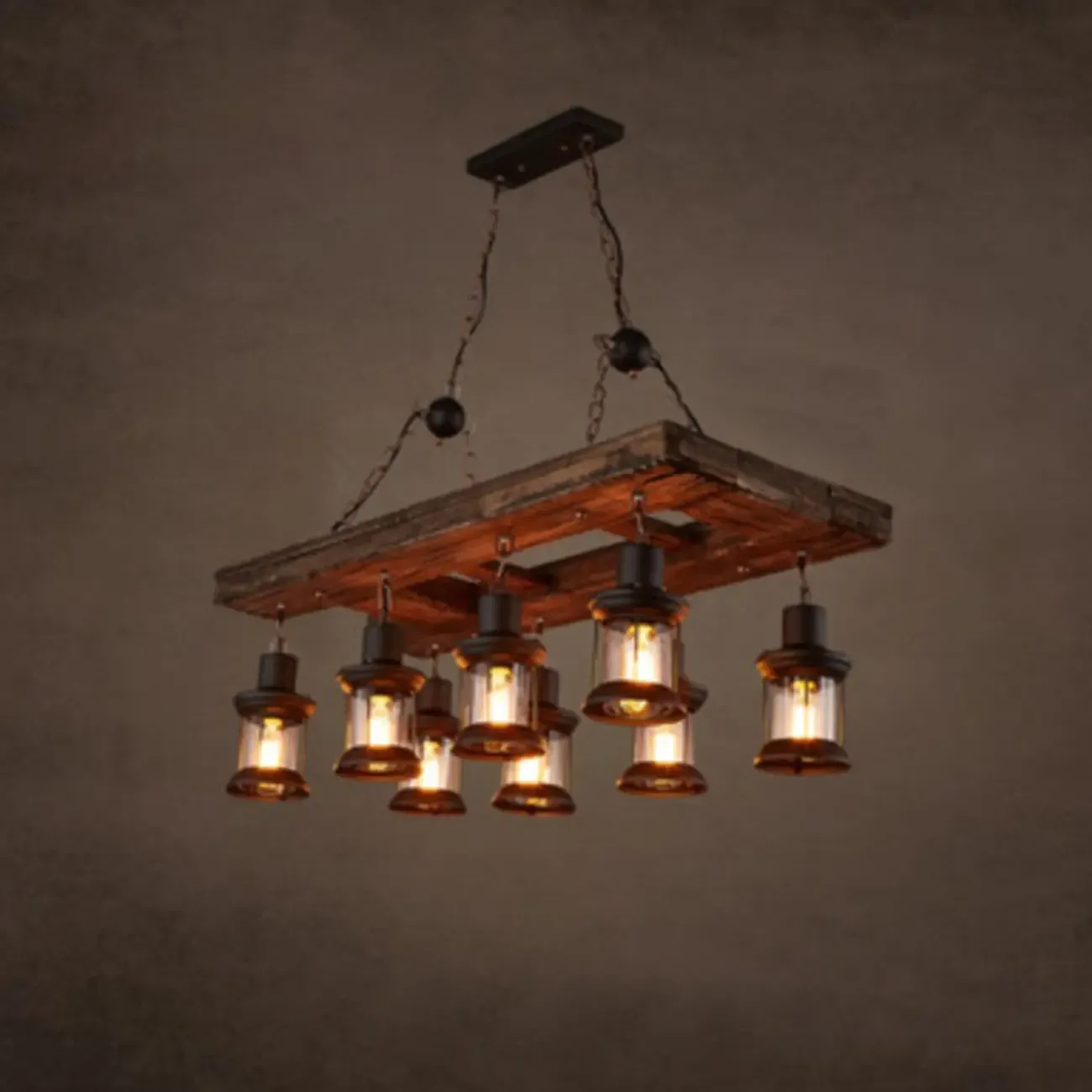 Industrial Island Light Brown Steampunk Cylindrical Pendant Light