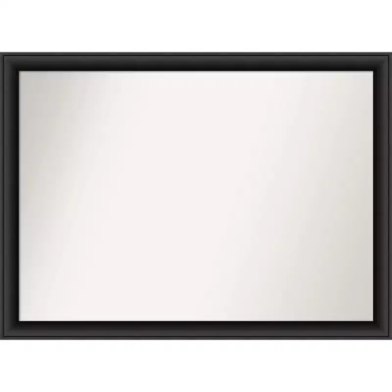42" x 31" Non-Beveled Nero Wood Bathroom Wall Mirror Black - Amanti Art: Modern Rectangular, Wall Mount